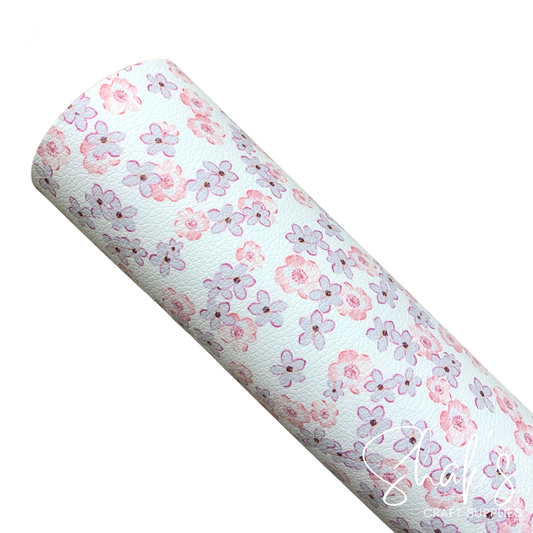 Floral Print Pebble Vegan Leather Sheet