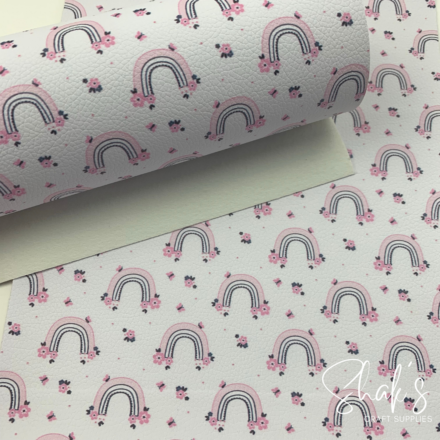 Floral Rainbows Pebble Vegan Leather Sheet