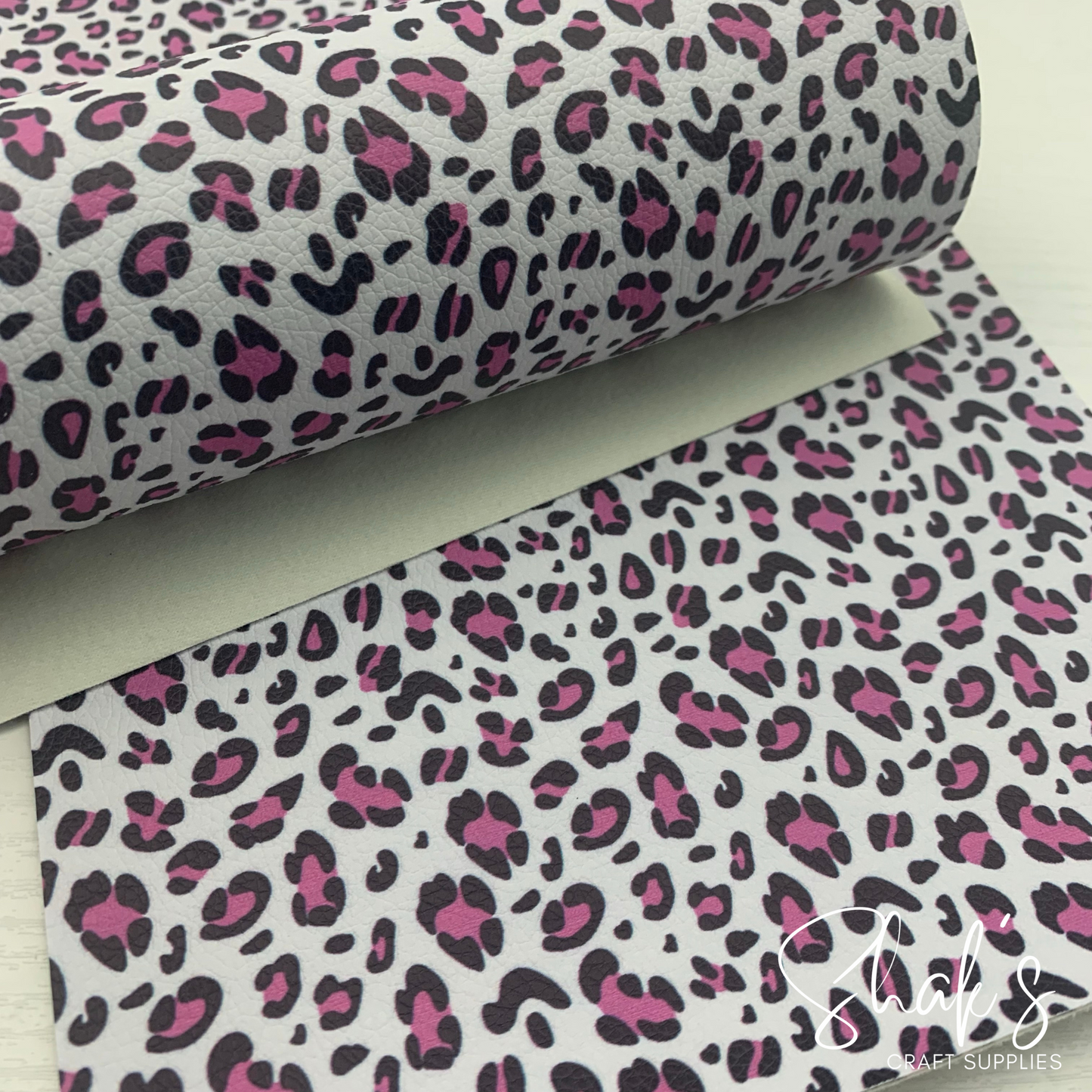 Pink Cheetah Leopard Animal Print Pebble Vegan Leather Sheet