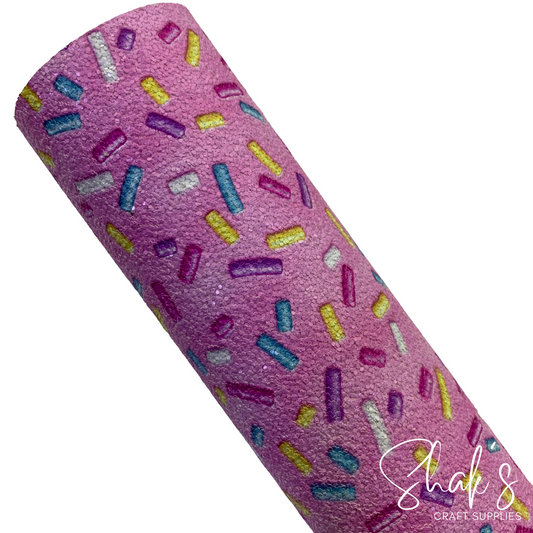 Ice Cream Sprinkles Large Scale Printed Chunky Glitter Sheet with Canvas backing