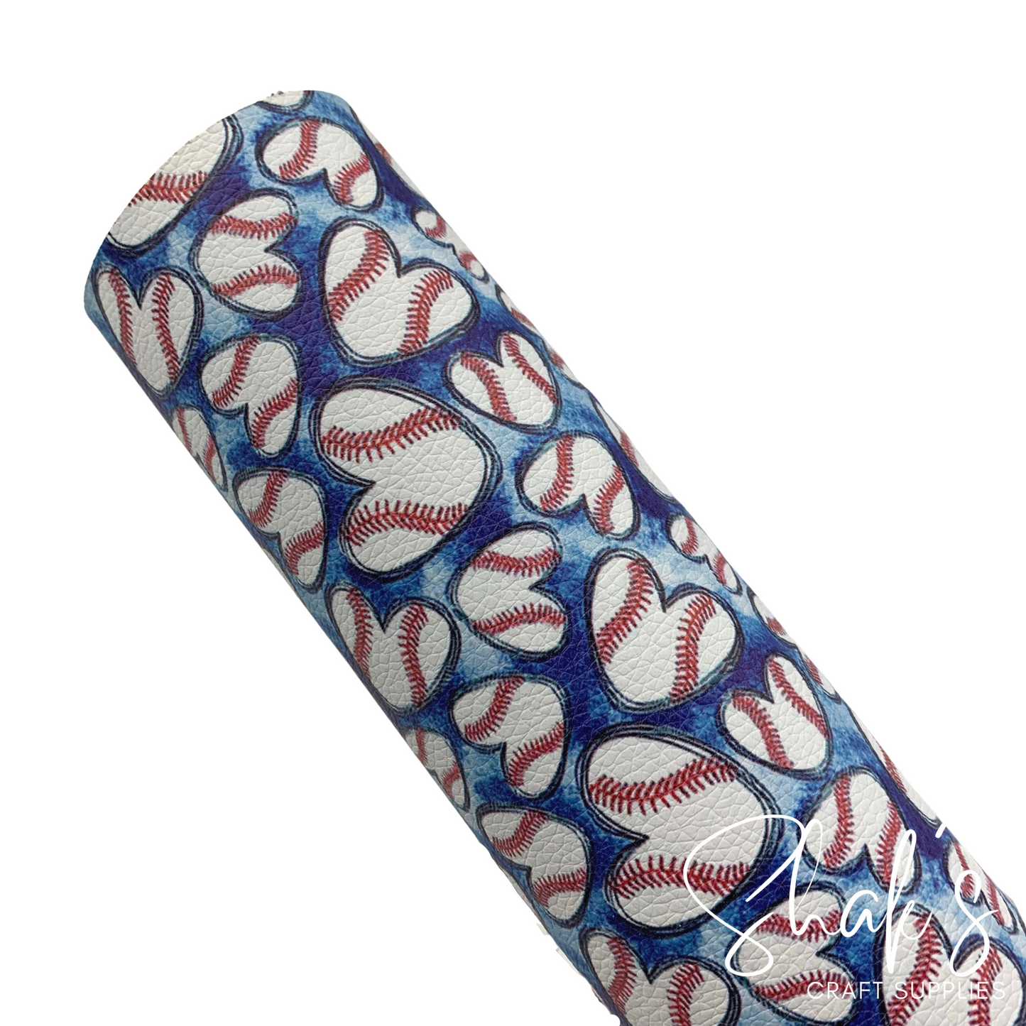 Baseball Hearts Print Pebble Vegan Leather