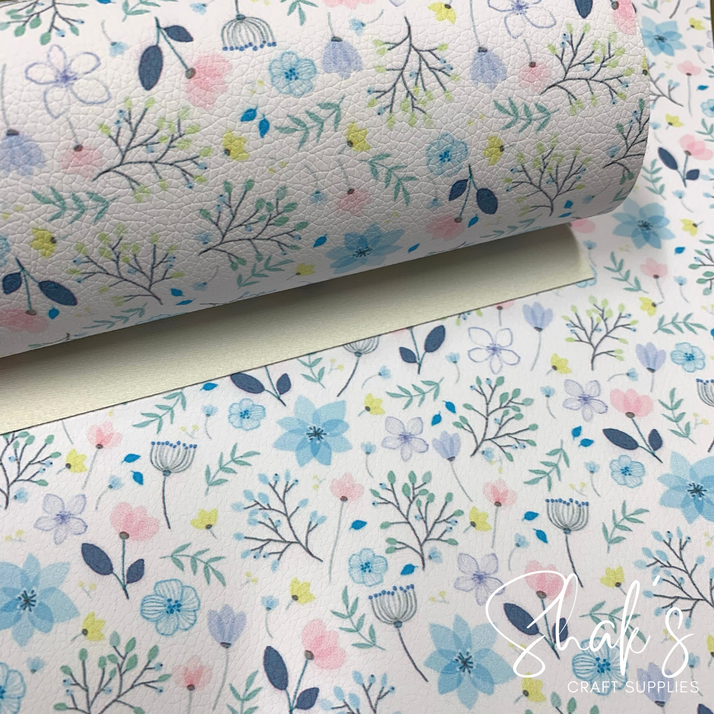 Floral Print Pebble Vegan Leather Sheet