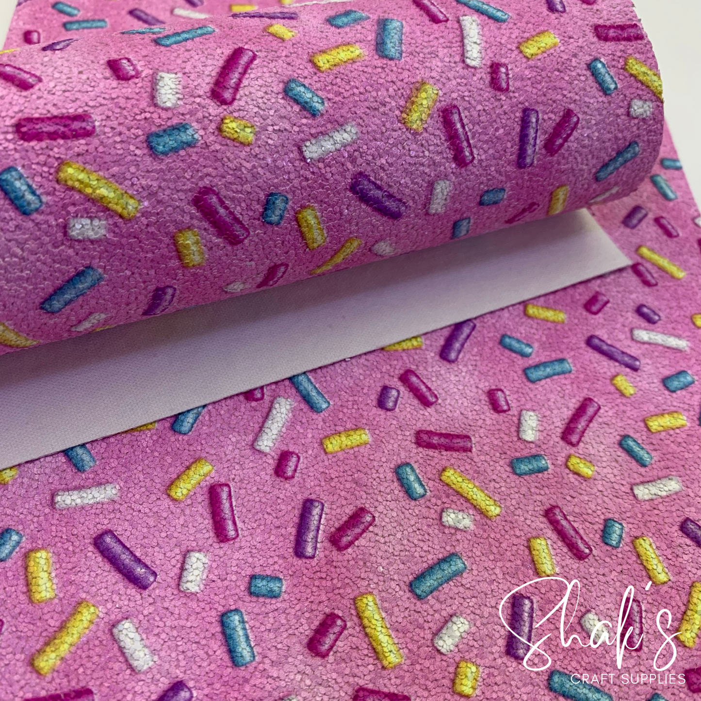 Ice Cream Sprinkles Large Scale Printed Chunky Glitter Sheet with Canvas backing