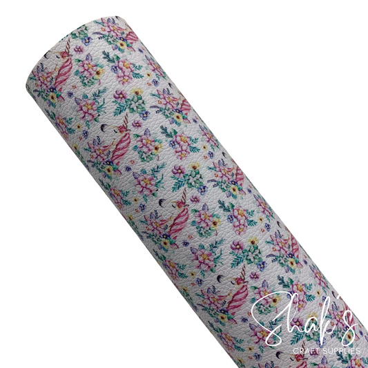 Unicorn Floral Print Pebble Vegan Leather