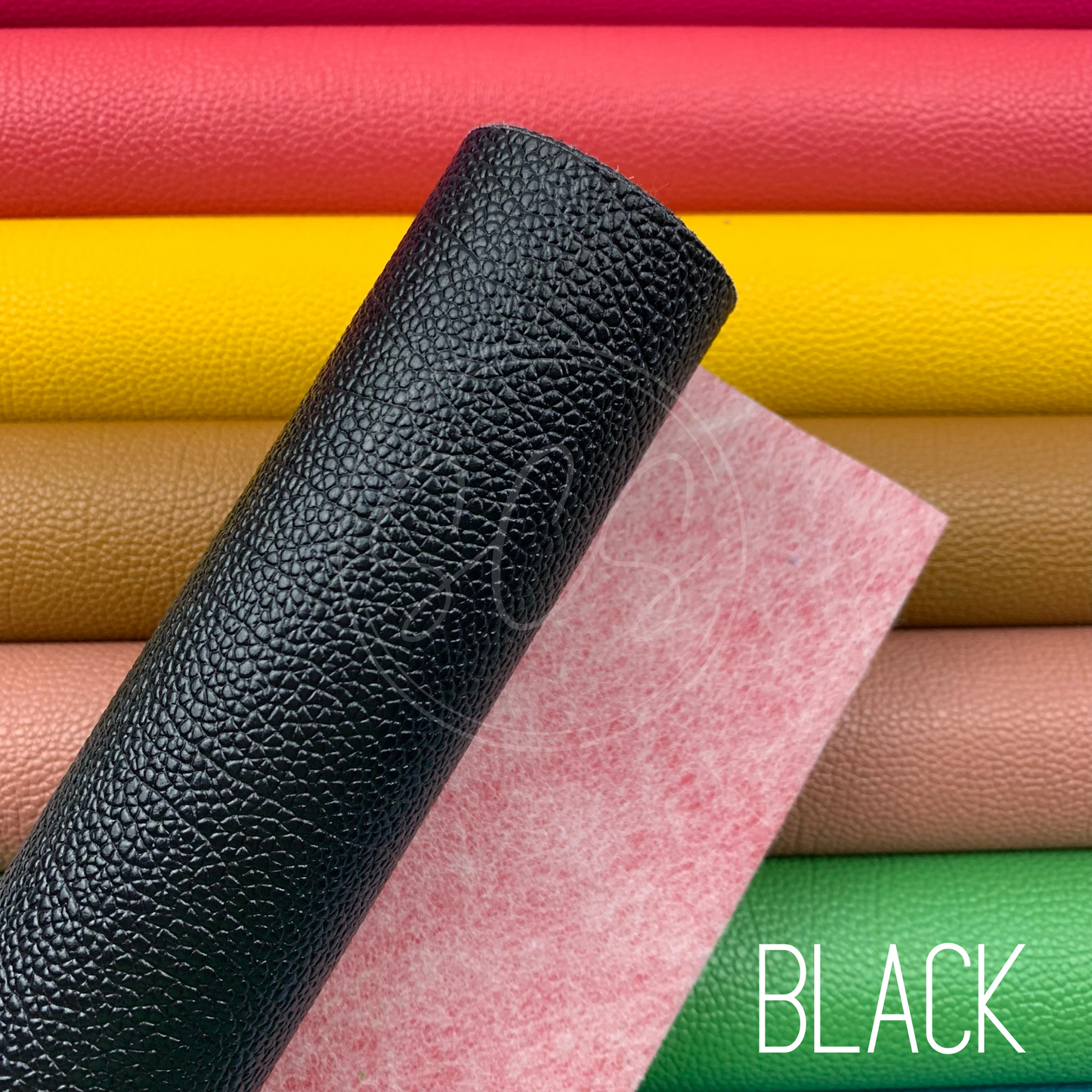 Solid Colors Thick Pebbled Lychee Grain Faux Leather Mini Roll