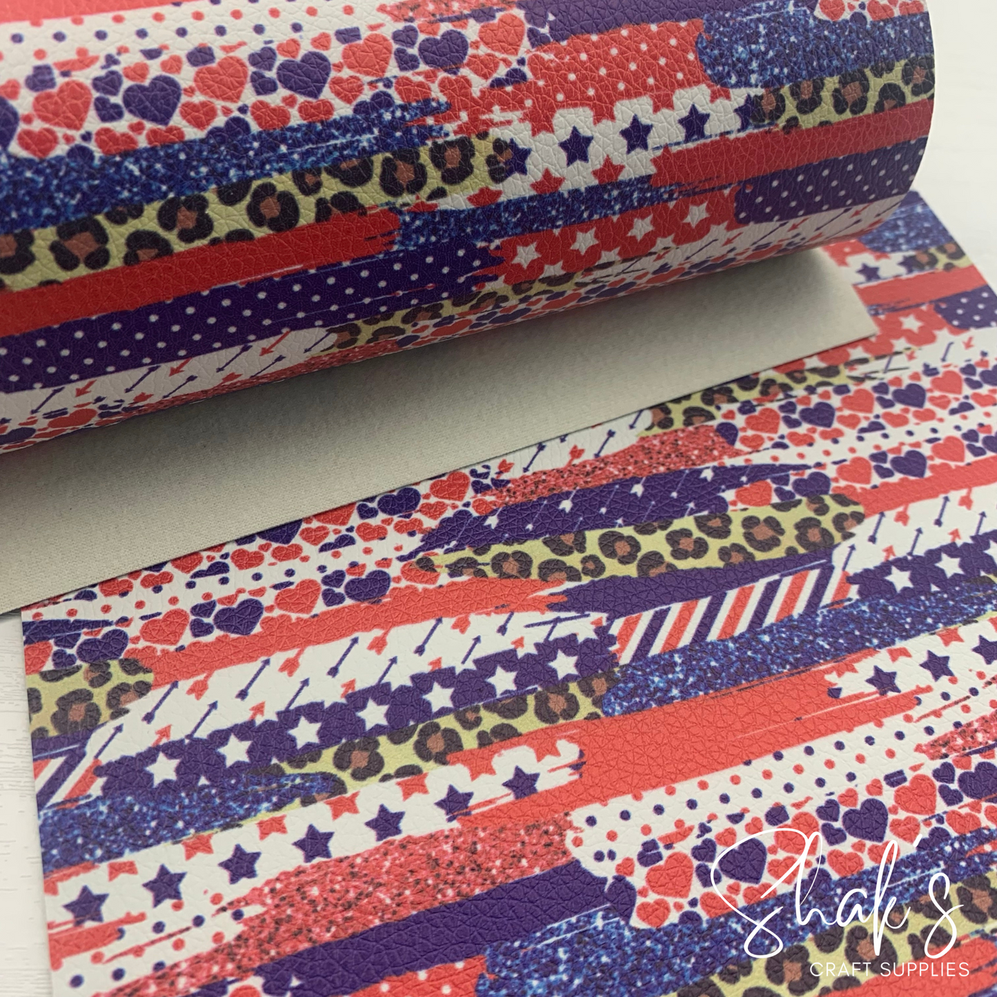 Patriot Brushstrokes Cheetah Leopard Animal Print Pebble Vegan Leather Sheet