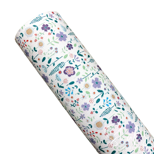Floral Print Pebble Vegan Leather Sheet