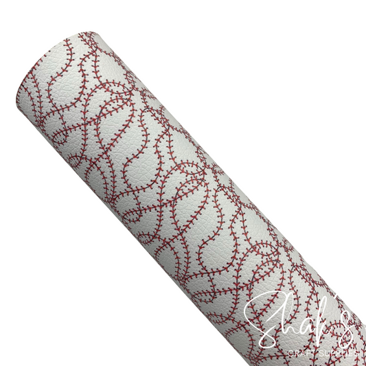 Baseball Print Pebble Vegan Leather