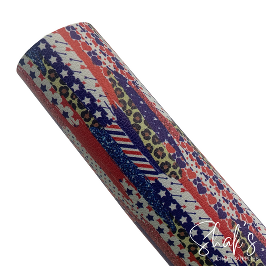 Patriot Brushstrokes Cheetah Leopard Animal Print Pebble Vegan Leather Sheet