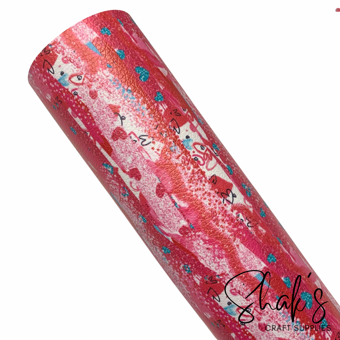 Hearts Brushstrokes Pebbled Vegan Leather Sheet