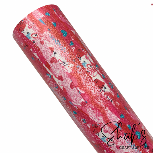 Hearts Brushstrokes Pebbled Vegan Leather Sheet