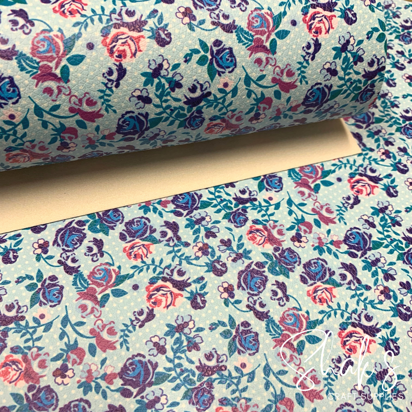 Floral Print Pebble Vegan Leather Sheet