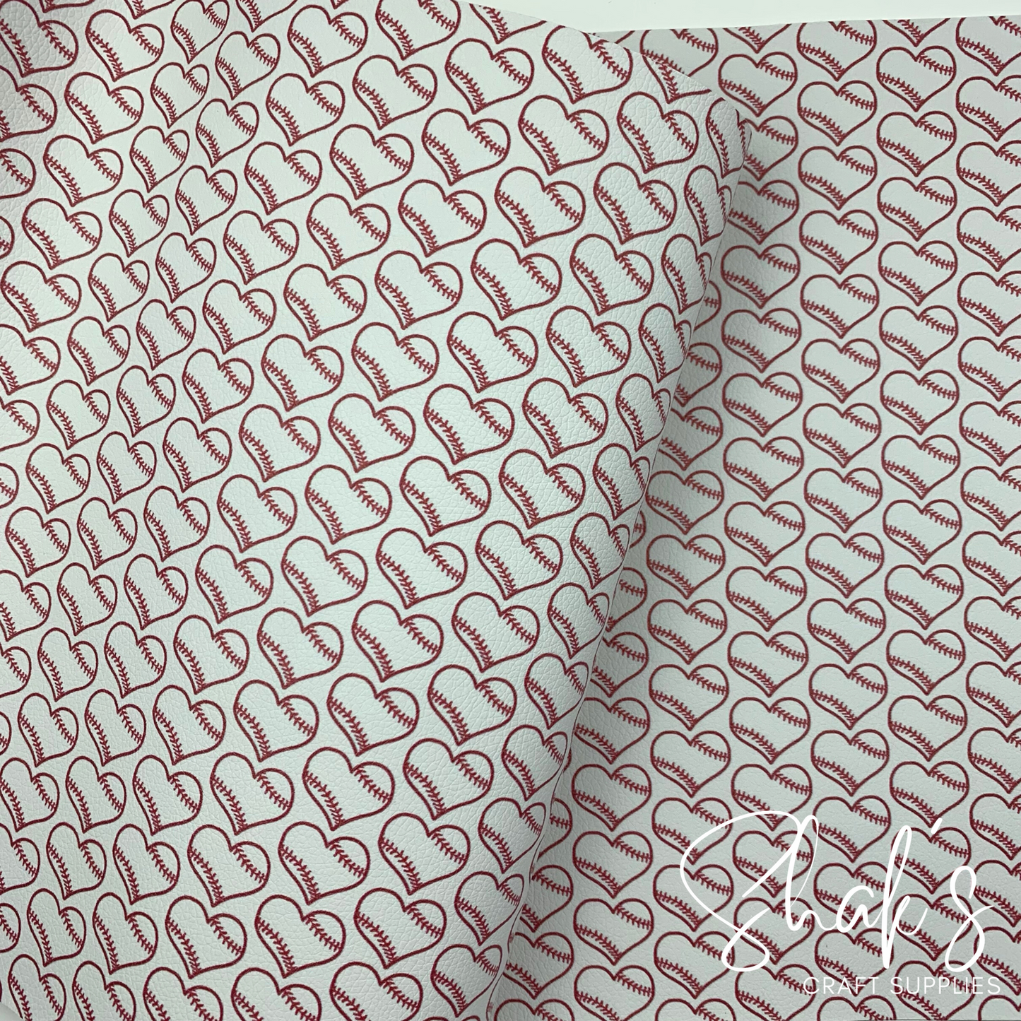 Baseball Hearts Print Pebble Vegan Leather