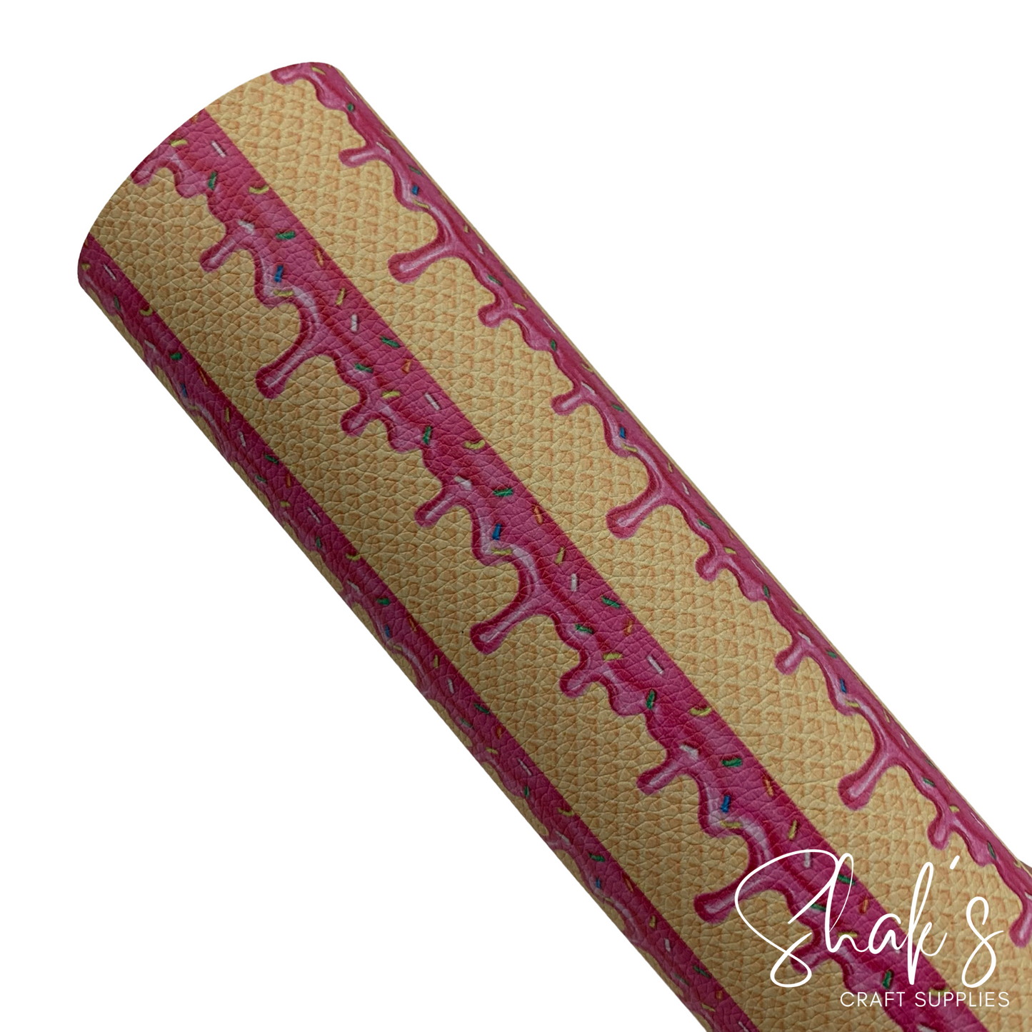 Ice Cream Sprinkles Waffle Medium Scale Pebble Vegan Leather Sheet