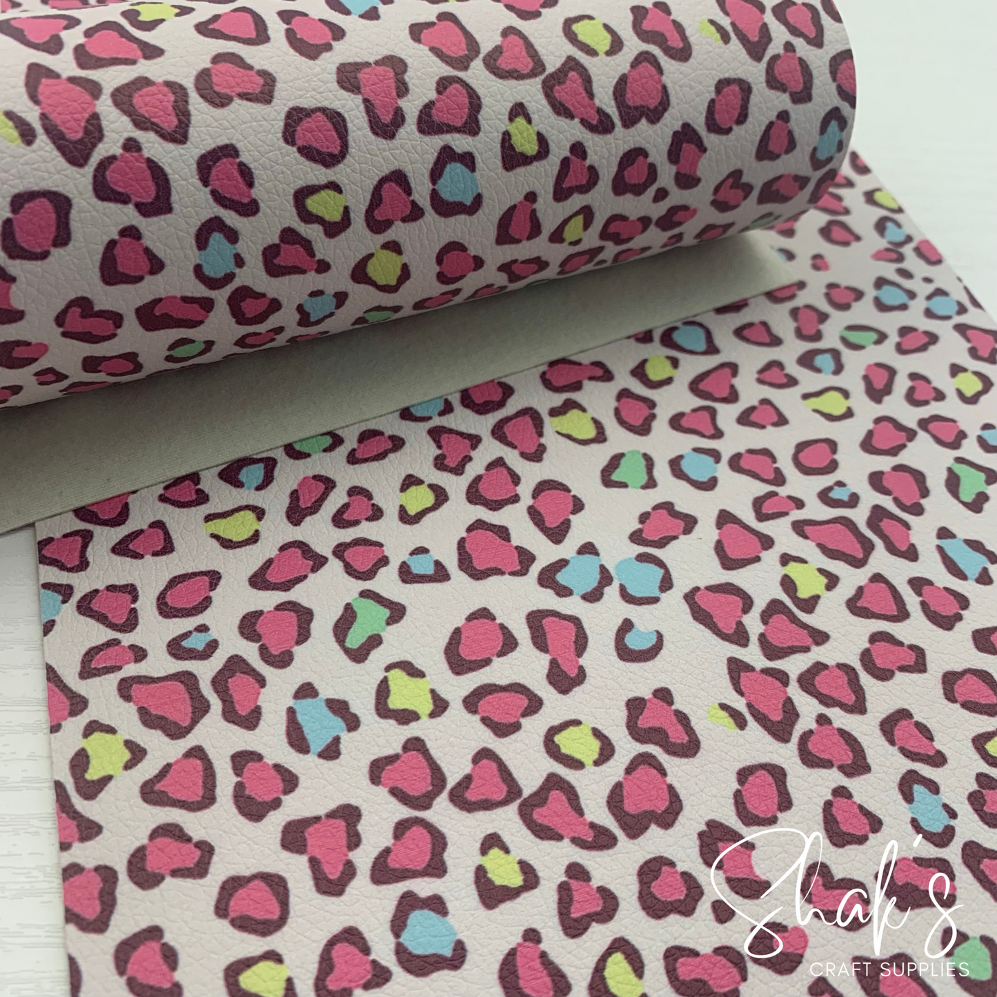 Pastels Cheetah Leopard Animal Print Pebble Vegan Leather Sheet