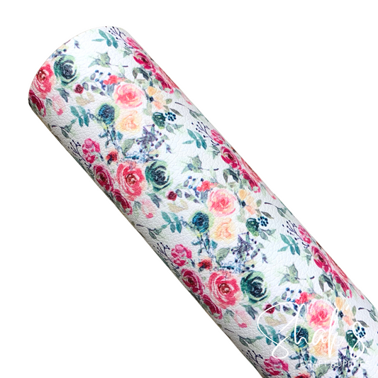 Floral Print Pebble Vegan Leather Sheet
