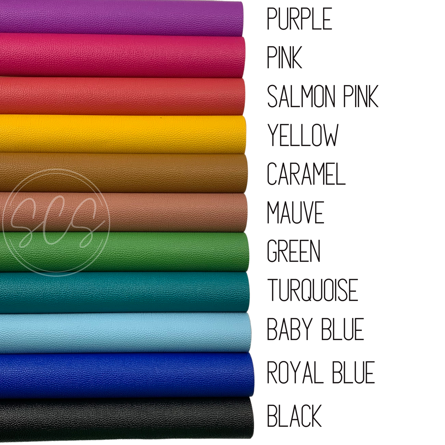 Solid Colors Thick Pebbled Lychee Grain Faux Leather Mini Roll