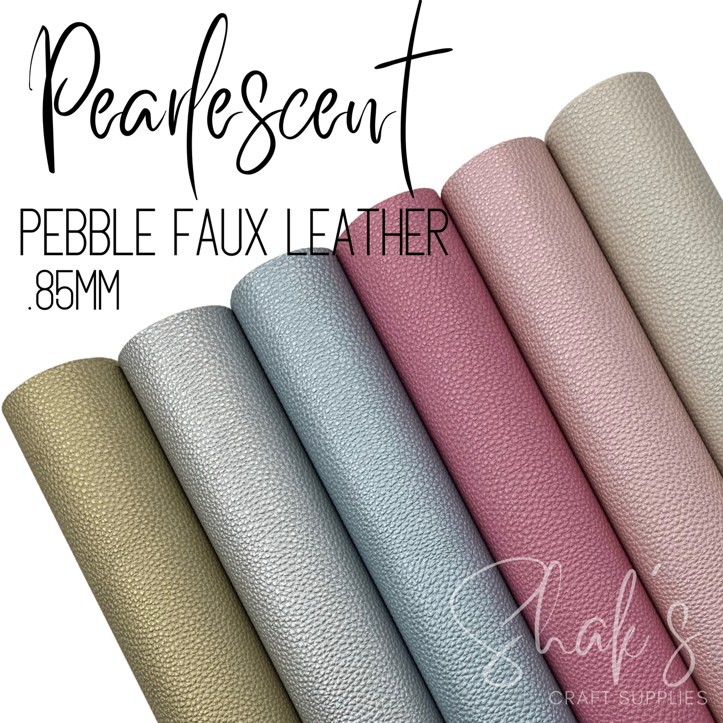 Pearlescent Pebble Litchi .85mm Faux Leather 1/3 and 1/2 Yard Rolls