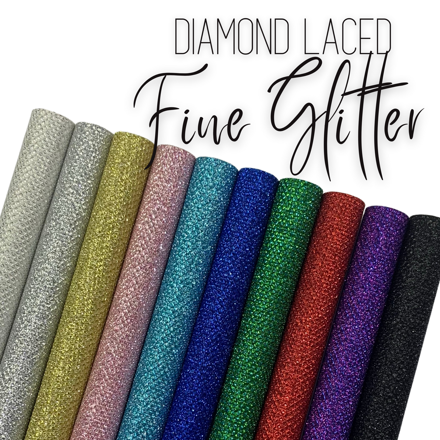 Diamond Laced Lattice Fine Glitter Canvas Faux Leather Fabric Sheets