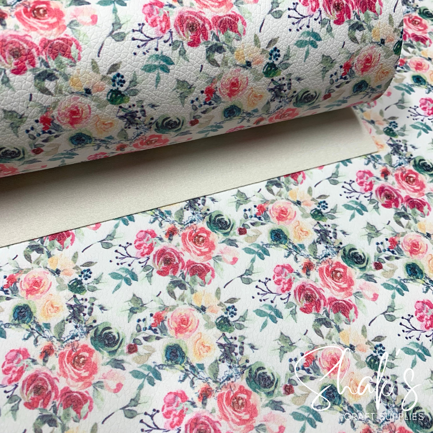 Floral Print Pebble Vegan Leather Sheet