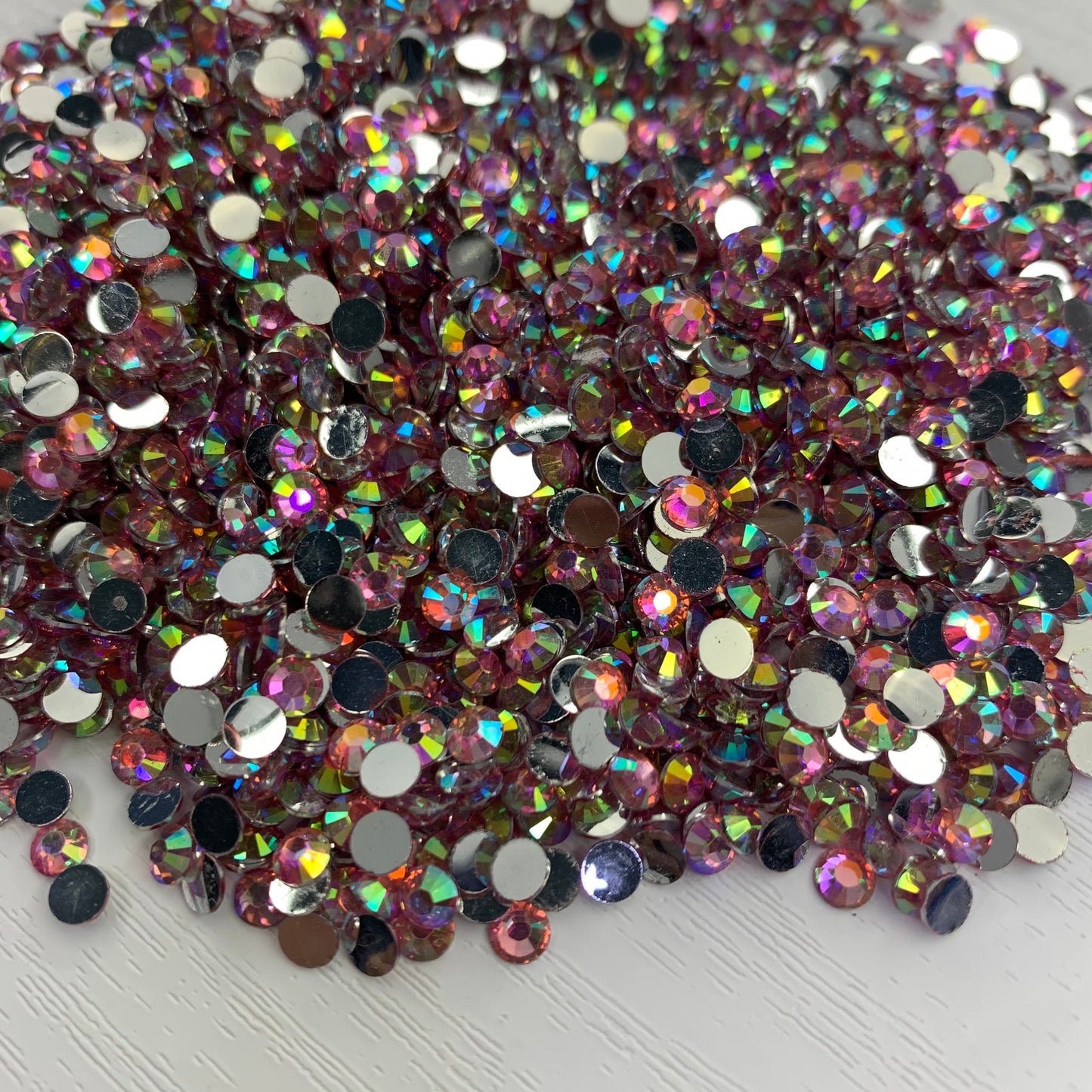 Dark Pink AB | Premium Silver Bottom Resin Rhinestones | Non Hotfix | 3mm, 4mm or 5mm | Flatback