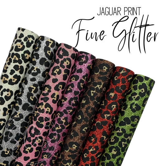 Jaguar Print Fine Glitter Canvas Faux Leather Fabric Sheets