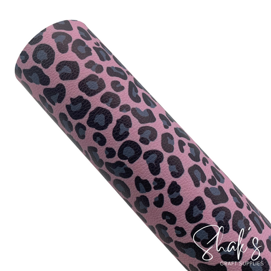 Pink Cheetah Leopard Animal Print Pebble Vegan Leather Sheet