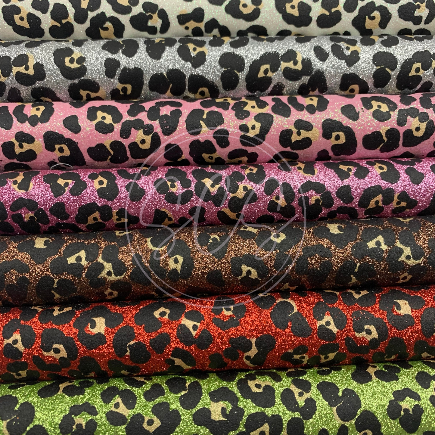 Jaguar Print Fine Glitter Canvas Faux Leather Fabric Sheets