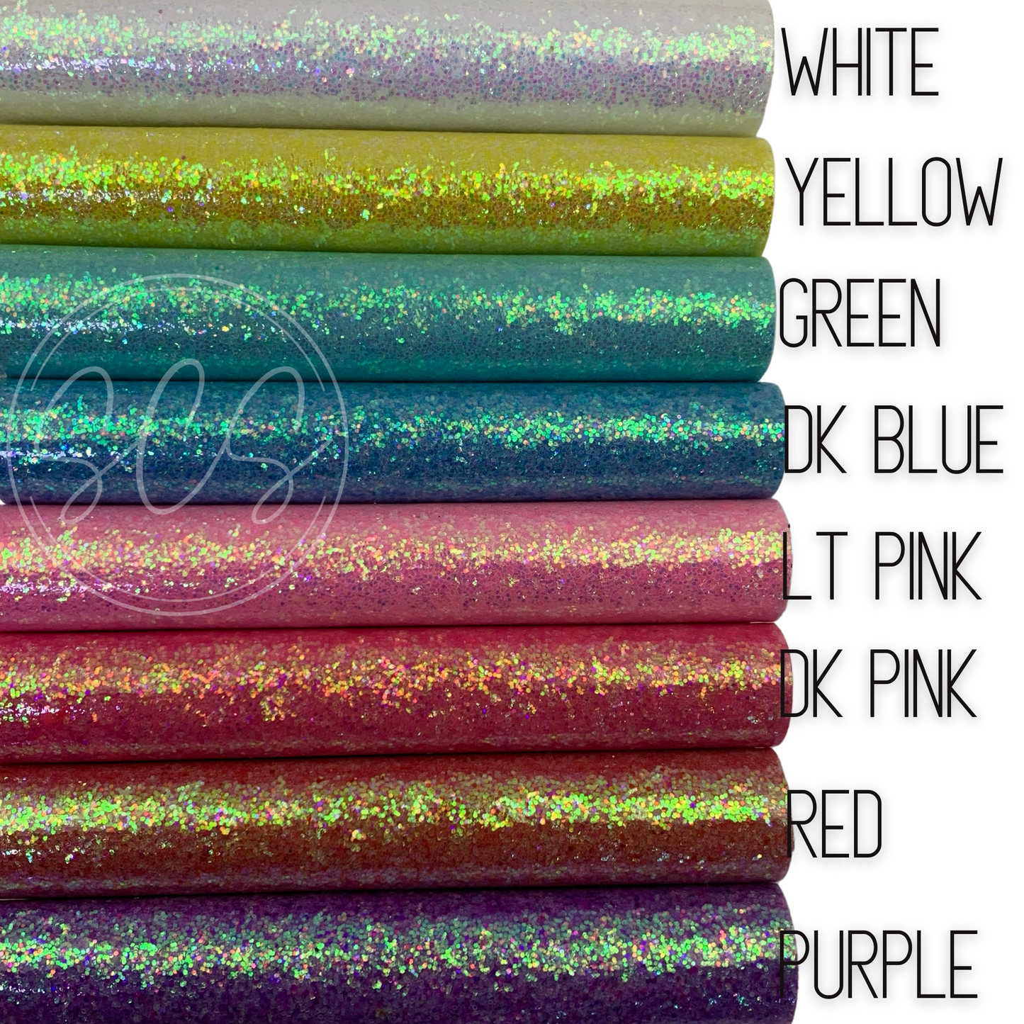 Smooth Patent AB Chunky Glitter Canvas Faux Leather Fabric Sheets