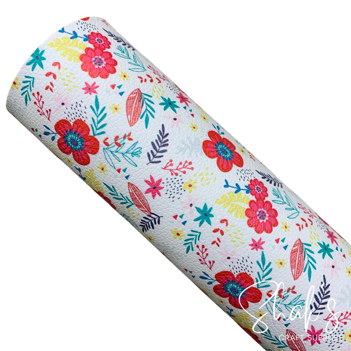 Floral Print Pebble Vegan Leather Sheet