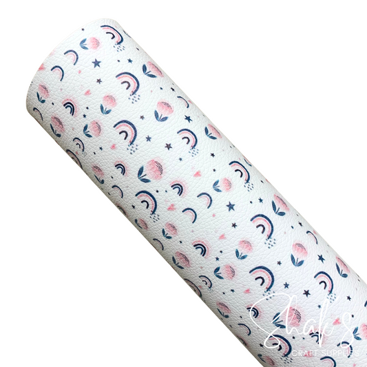 Floral Print Pebble Vegan Leather Sheet