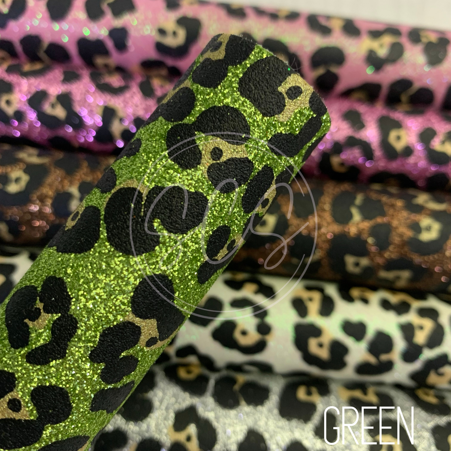 Jaguar Print Fine Glitter Canvas Faux Leather Fabric Sheets