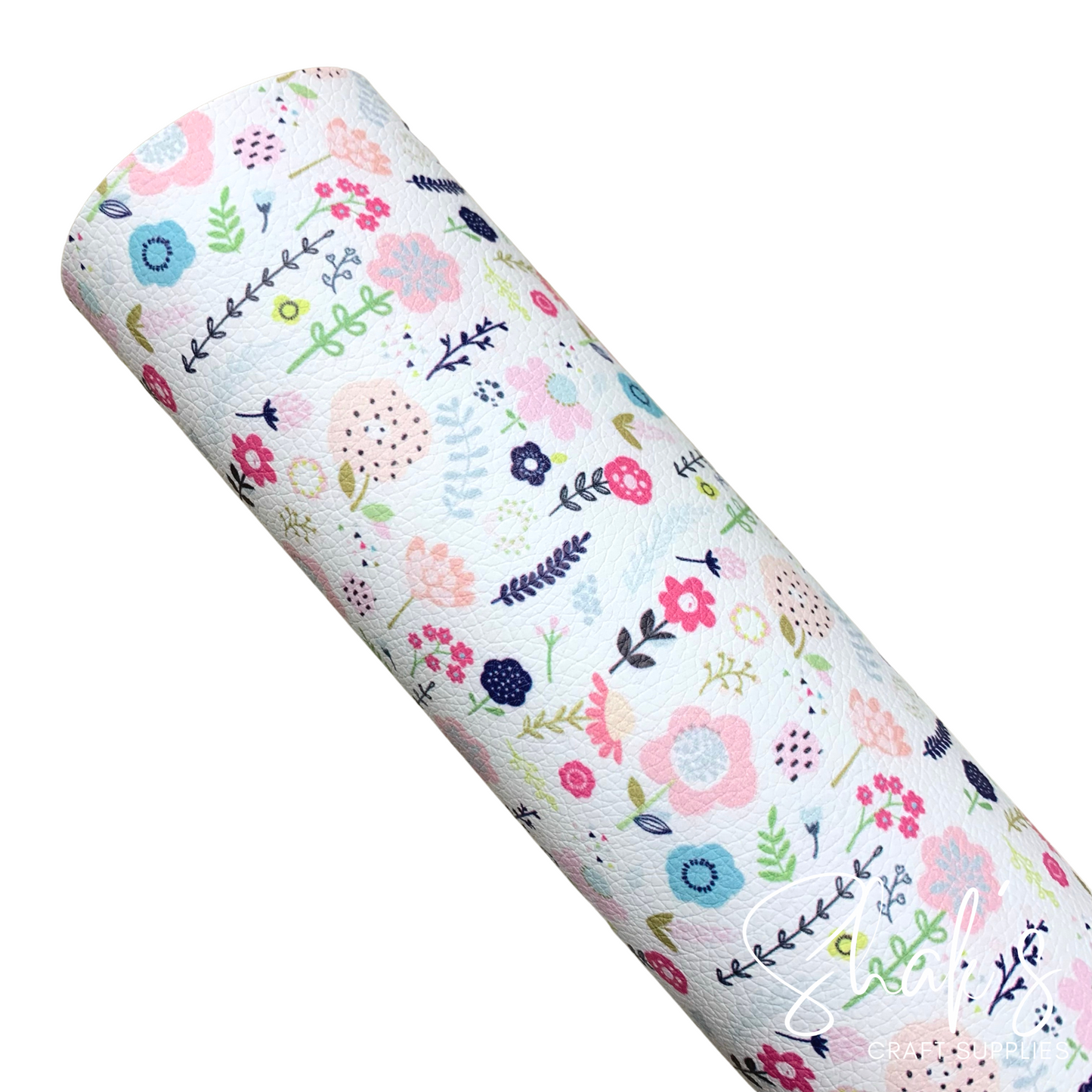 Floral Print Pebble Vegan Leather Sheet