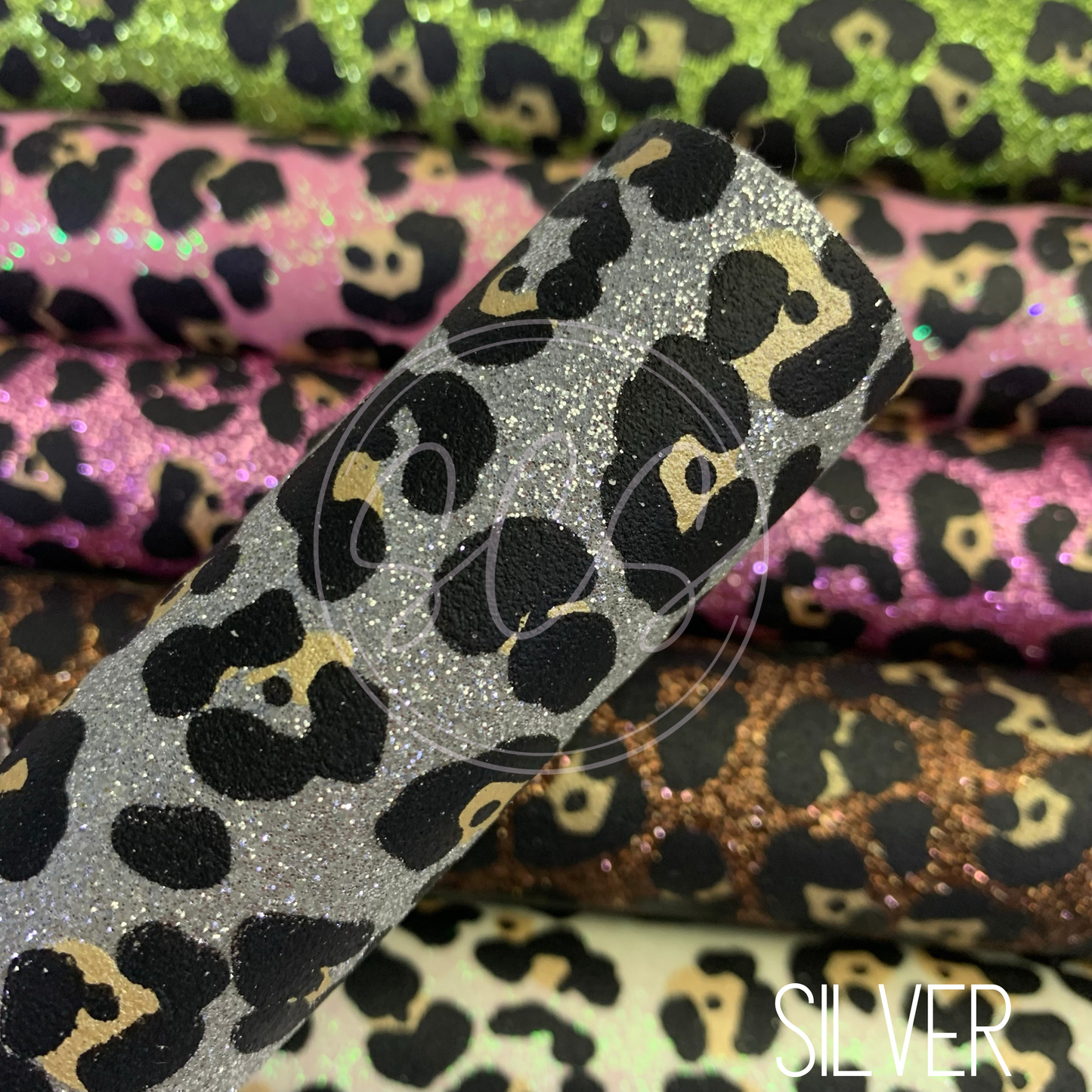 Jaguar Print Fine Glitter Canvas Faux Leather Fabric Sheets