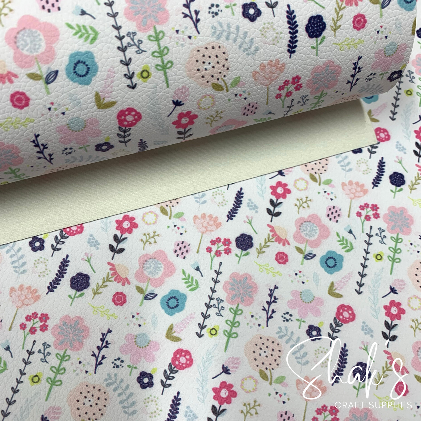 Floral Print Pebble Vegan Leather Sheet