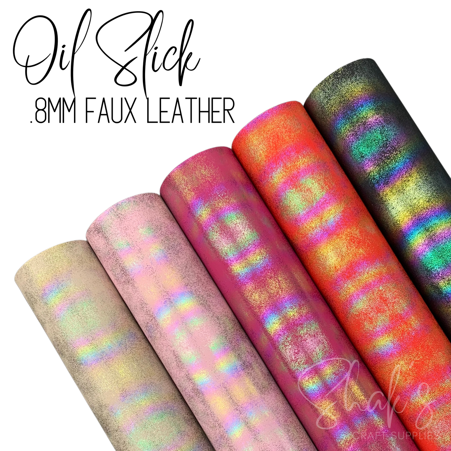 Oil Slick .8mm Smooth Faux Leather with Cotton backing