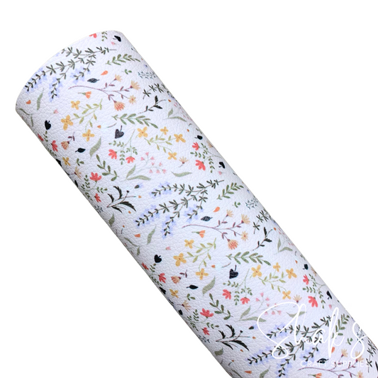 Floral Print Pebble Vegan Leather Sheet