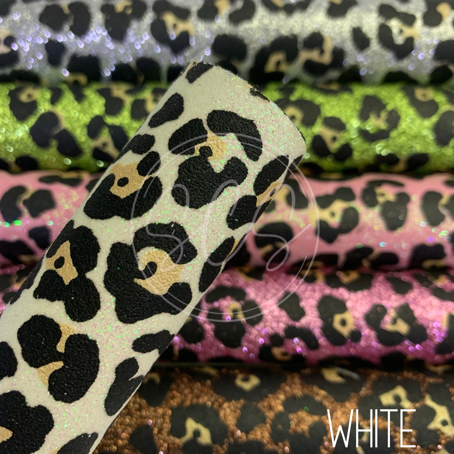 Jaguar Print Fine Glitter Canvas Faux Leather Fabric Sheets