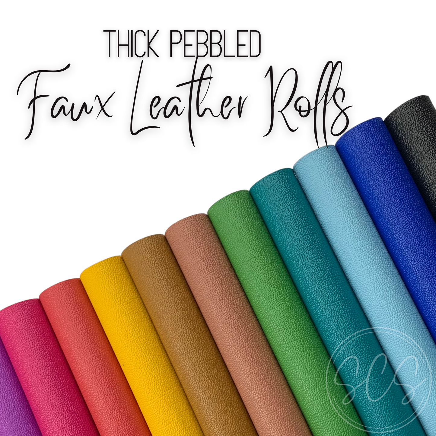 Solid Colors Thick Pebbled Lychee Grain Faux Leather Mini Roll