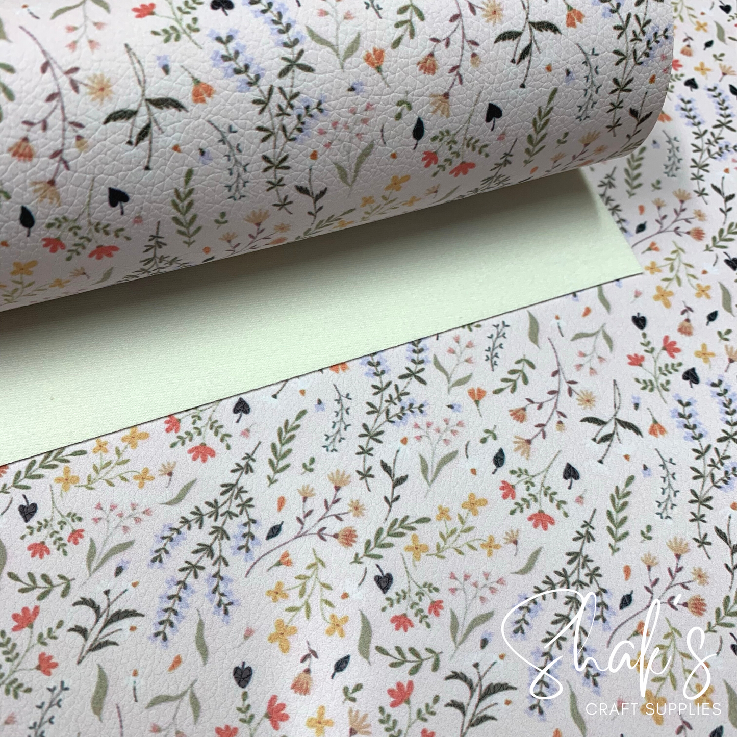 Floral Print Pebble Vegan Leather Sheet
