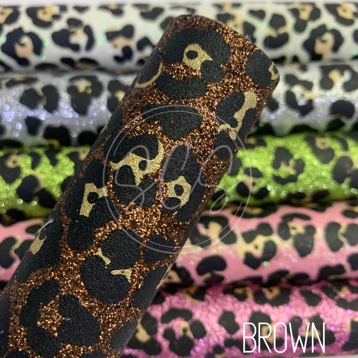 Jaguar Print Fine Glitter Canvas Faux Leather Fabric Sheets