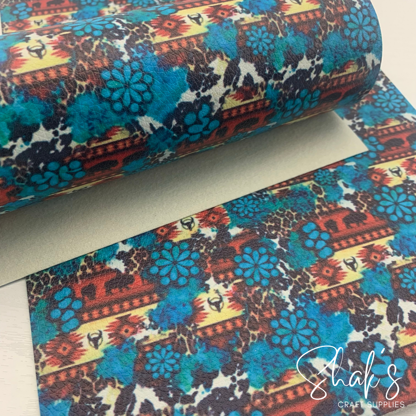 Buffalo Western Brushstrokes Print Pebble Vegan Leather Sheet