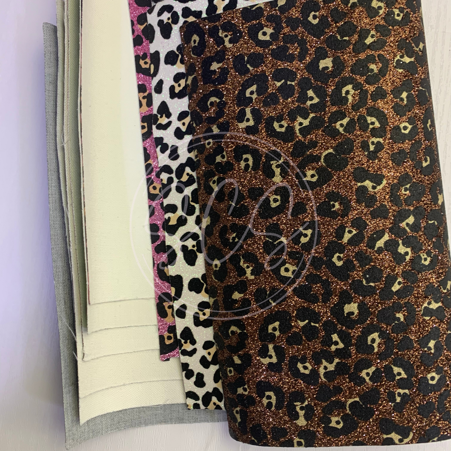 Jaguar Print Fine Glitter Canvas Faux Leather Fabric Sheets