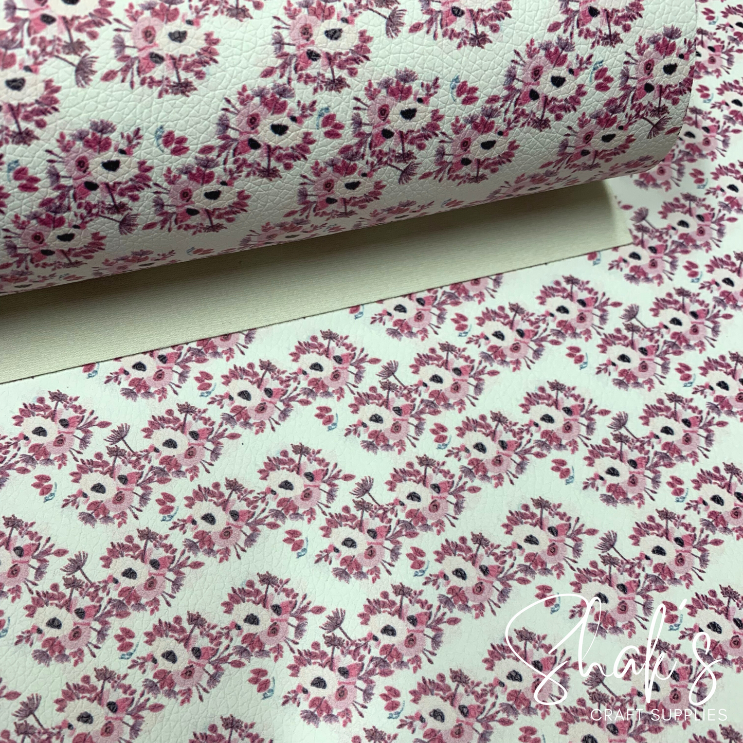 Floral Print Pebble Vegan Leather Sheet