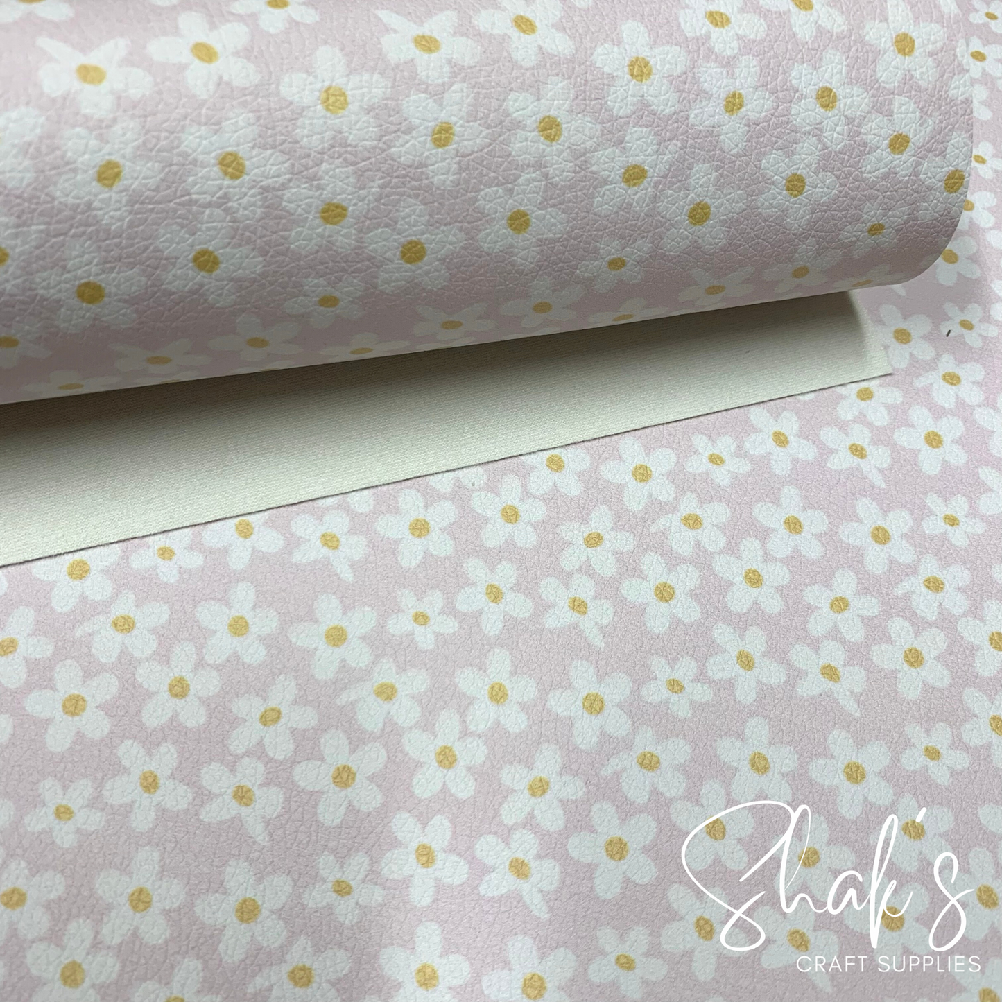 Floral Print Pebble Vegan Leather Sheet