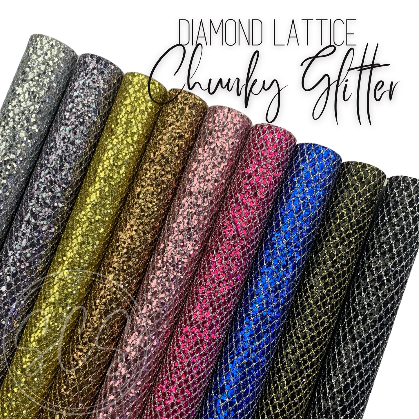 Diamond Laced Lattice Chunky Glitter Canvas Faux Leather Sheets