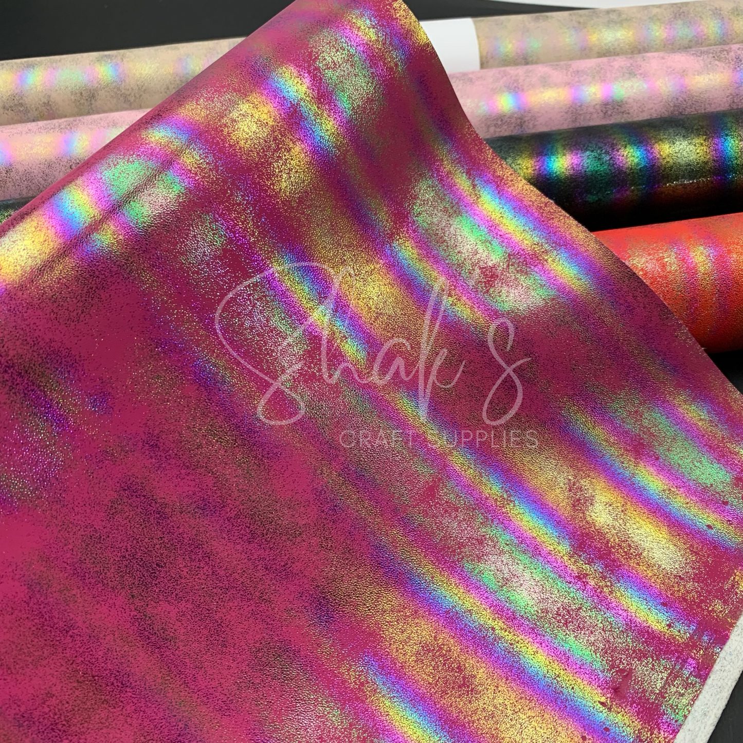 Oil Slick .8mm Smooth Faux Leather with Cotton backing