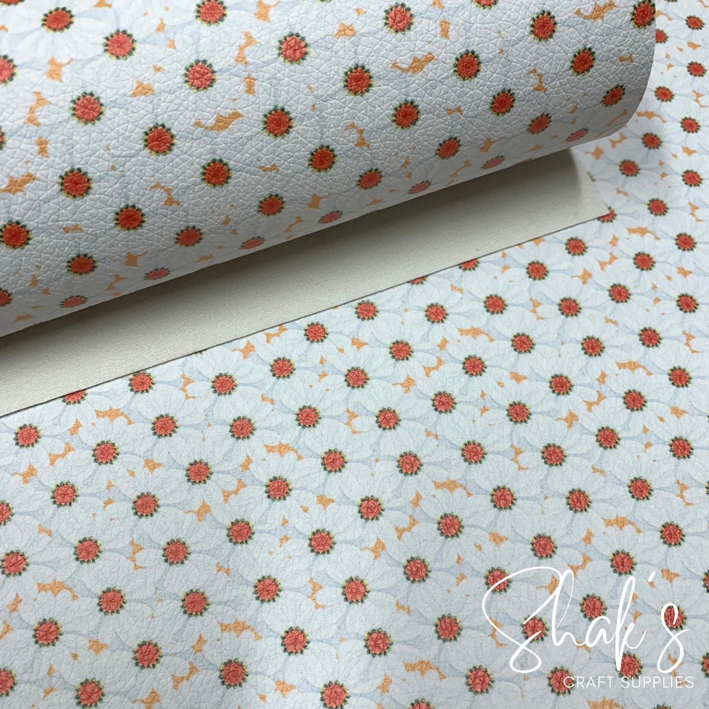 Floral Print Pebble Vegan Leather Sheet