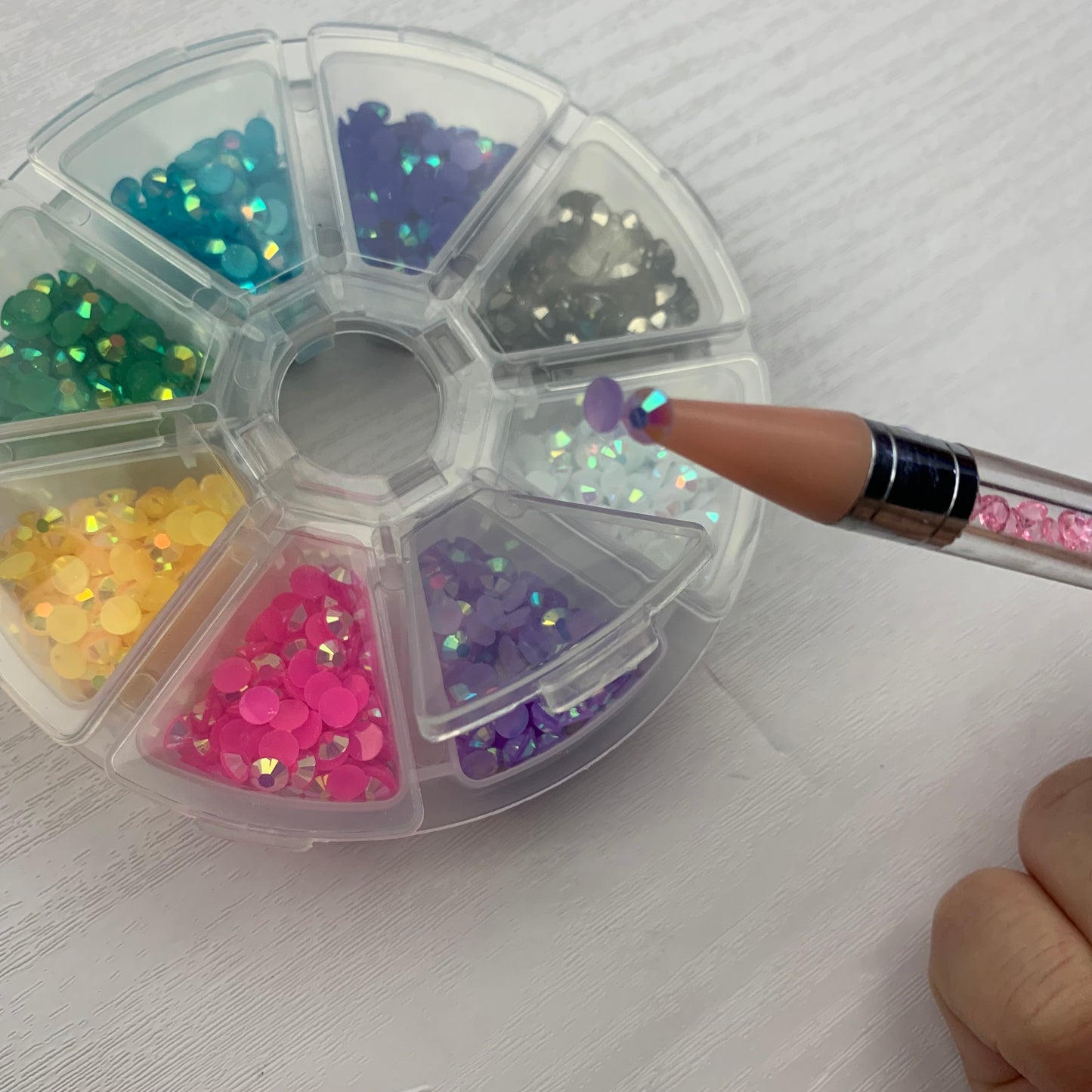 Mini Bling Box | Resin Rhinestones 8 Colors AB Jelly Flatbacks | Non Hot Fix