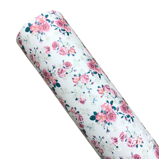 Floral Print Pebble Vegan Leather Sheet